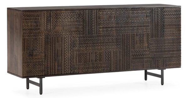 Tmavě hnědá komoda z mangového dřeva 160x75x40 cm Kalai – MOME
