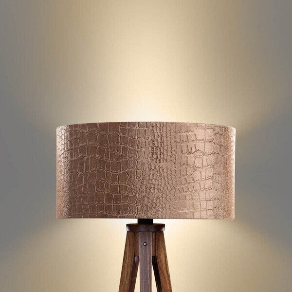 Stojací lampa na třech nohách z ořechového dřeva s sametovým stínidlem krokodýl 50 cm - Tripod Classic