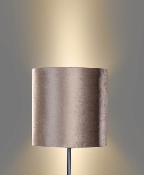 Stojací lampa černá s hnědým sametovým stínítkem 40 cm - Simplo