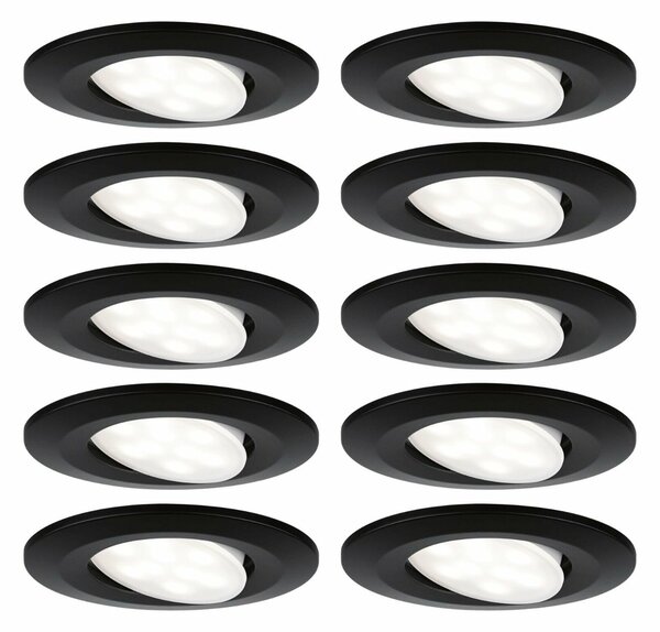 PAULMANN LED vestavné svítidlo Calla základní sada výklopné IP65 kruhové 90mm 30° 10x6W 230V 4000K černá mat 924.62