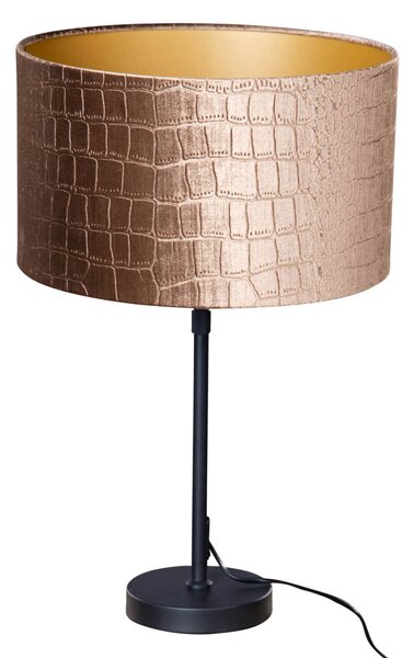 Stolní lampa černá s sametovým stínidlem, krokodýlí design 35 cm - Parte
