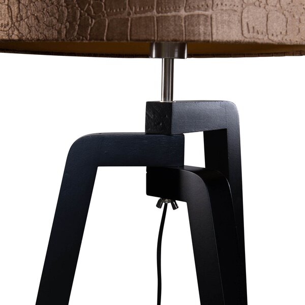 Stojací lampa černá s sametovým stínidlem krokodýl 50 cm - Puros