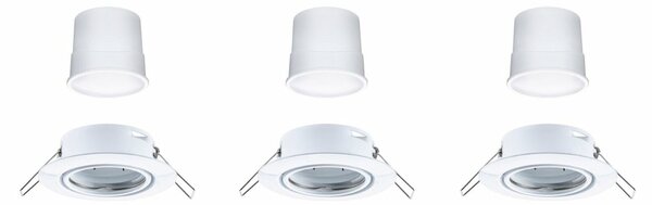 PAULMANN LED vestavné svítidlo Smart Home Zigbee Base Coin základní sada výklopné kruhové 90mm 20° 3x4,9W 230V stmívatelné 3000K bílá 924.63