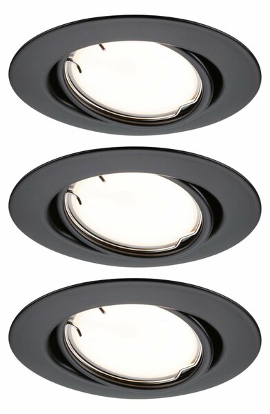 PAULMANN LED vestavné svítidlo Smart Home Zigbee Base Coin základní sada výklopné kruhové 90mm 20° 3x4,9W 230V stmívatelné 3000K černá mat 924.65