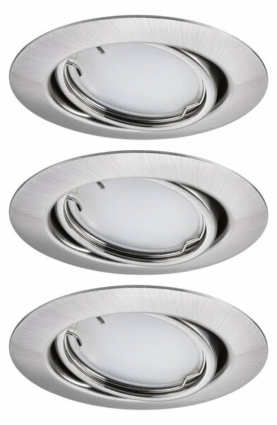 PAULMANN LED vestavné svítidlo Smart Home Zigbee Base Coin základní sada výklopné kruhové 90mm 20° 3x4,9W 230V stmívatelné 3000K kov kartáčovaný 924.64