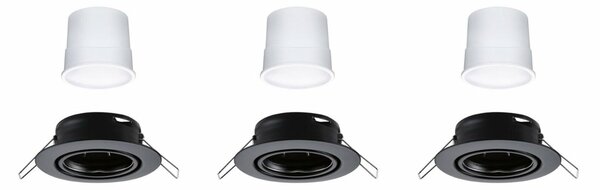 PAULMANN LED vestavné svítidlo Smart Home Zigbee Base Coin základní sada výklopné kruhové 90mm 20° 3x4,9W 230V stmívatelné 3000K černá mat 924.65