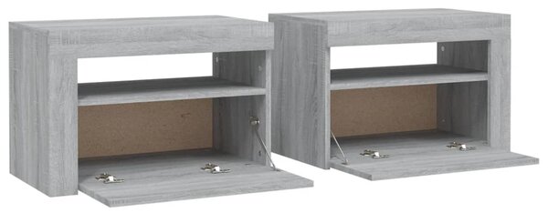 Noční stolky 2 ks s LED osvětlením šedé sonoma 60 x 35 x 40 cm 3144973