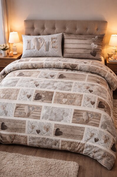 Bavlněné povlečení MIG002SH Shabby love béžové Made in Italy Barva Béžová Rozměry 1x50x80/1x140x200 cm