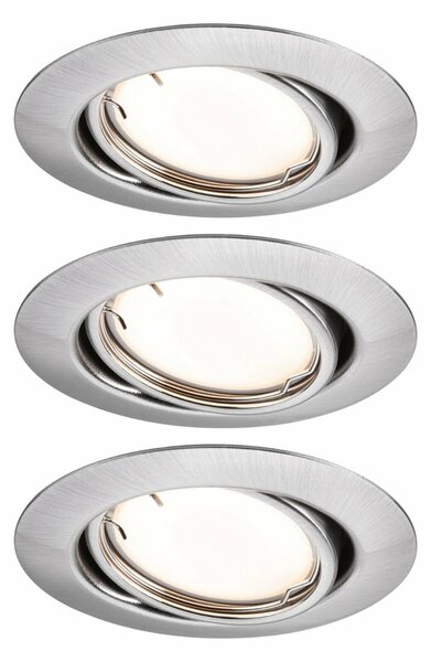 PAULMANN LED vestavné svítidlo Smart Home Zigbee Base Coin základní sada výklopné kruhové 90mm 20° 3x4,9W 230V stmívatelné 3000K kov kartáčovaný 924.64