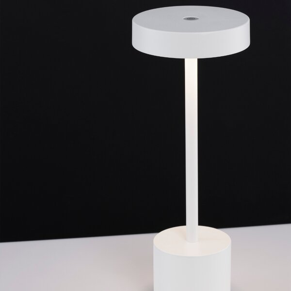 Bílá kovová zahradní stolní LED lampa Nova Luce Fumo