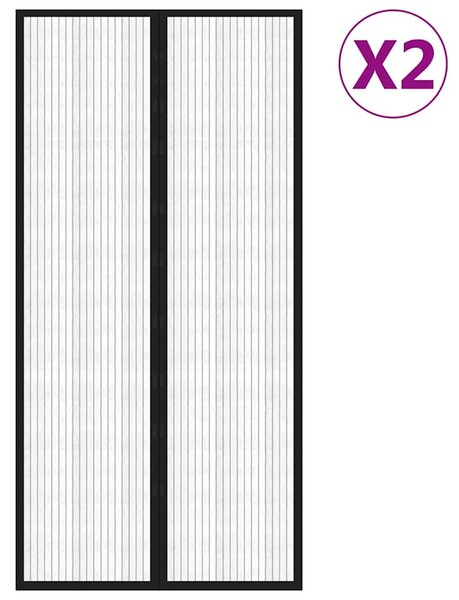 Závěsy do dveří proti hmyzu 2 ks s magnety černé 220 x 100 cm 314687