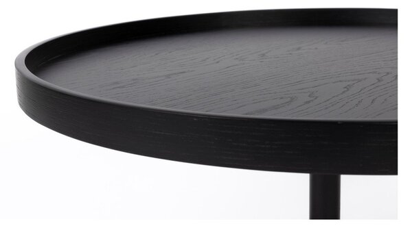 Černý kulatý konferenční stolek s deskou v dubovém dekoru ø 70 cm Yuri L – White Label