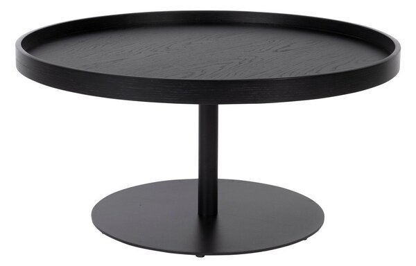 Černý kulatý konferenční stolek s deskou v dubovém dekoru ø 70 cm Yuri L – White Label