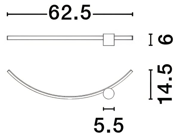 Černé kovové nástěnné LED světlo Nova Luce Kima 62,5 cm