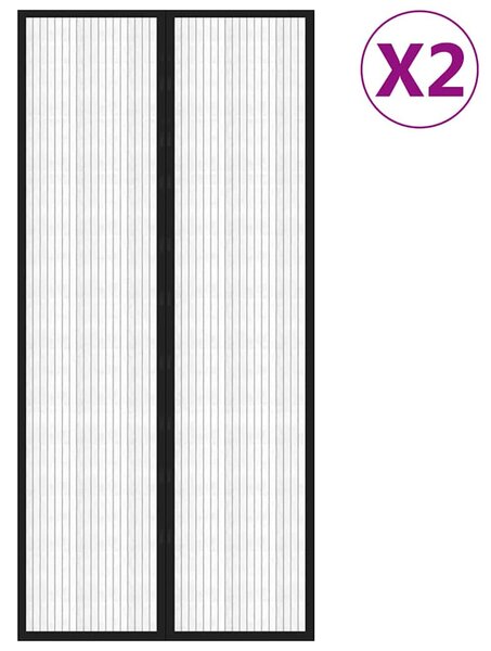 Závěsy do dveří proti hmyzu 2 ks s magnety černé 220 x 110 cm 314688