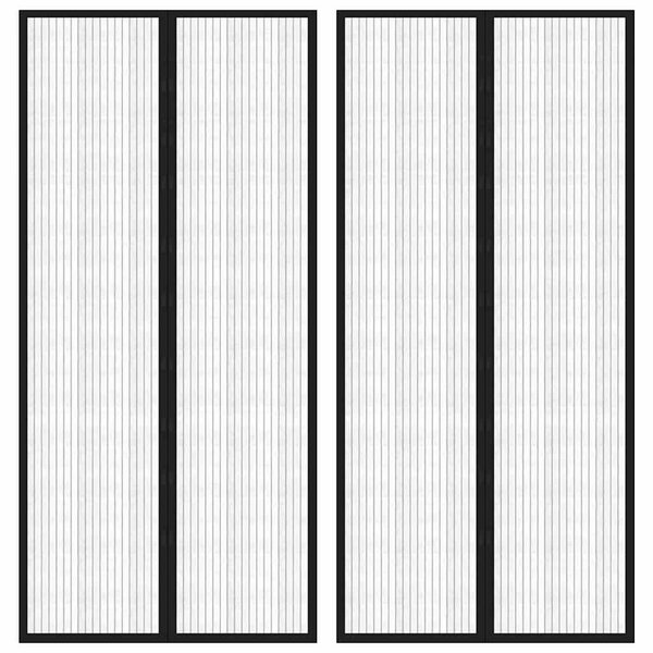 Závěsy do dveří proti hmyzu 2 ks s magnety černé 220 x 110 cm 314688