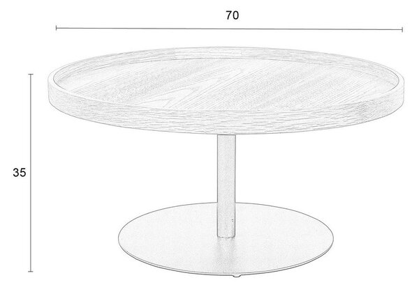 Černý kulatý konferenční stolek s deskou v dubovém dekoru ø 70 cm Yuri L – White Label