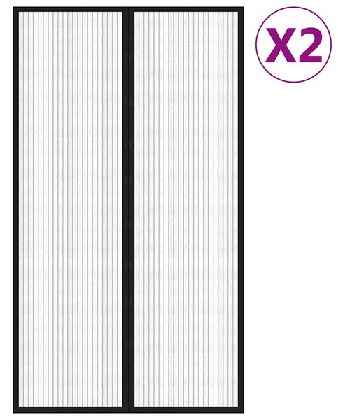 Závěsy do dveří proti hmyzu 2 ks s magnety černé 200 x 80 cm 314685