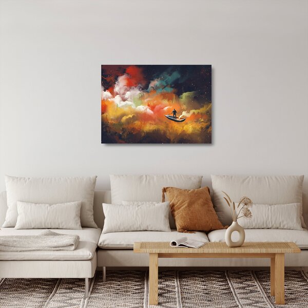 Skleněný obraz - Muž plující vesmírem (70x50 cm)