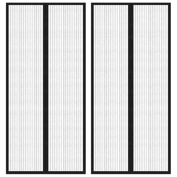Závěsy do dveří proti hmyzu 2 ks s magnety černé 210 x 90 cm 314686