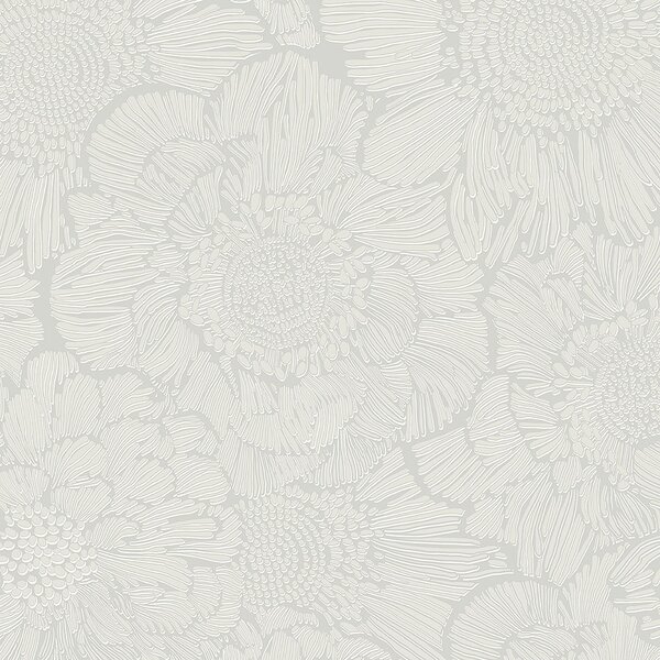 Bílá vliesová tapeta s květy rozměry 0,53 x 10,05 m