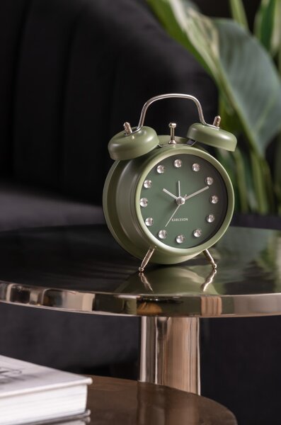 Designový zvoncový budík 6018GR Karlsson 17cm