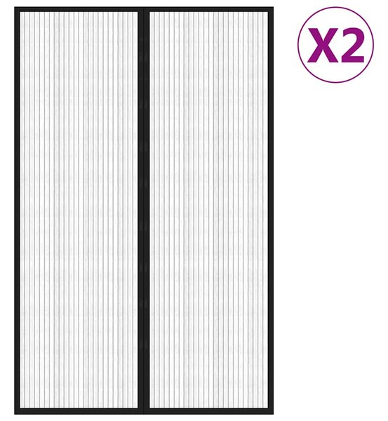 Závěsy do dveří proti hmyzu 2 ks s magnety černé 220 x 130 cm 314689