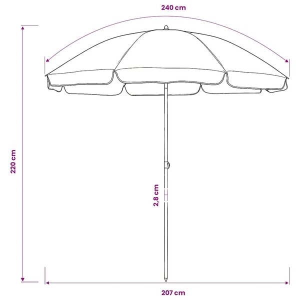 Plážový slunečník pískově žlutý 240 cm 314703