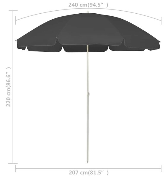 Plážový slunečník antracitový 240 cm 314706