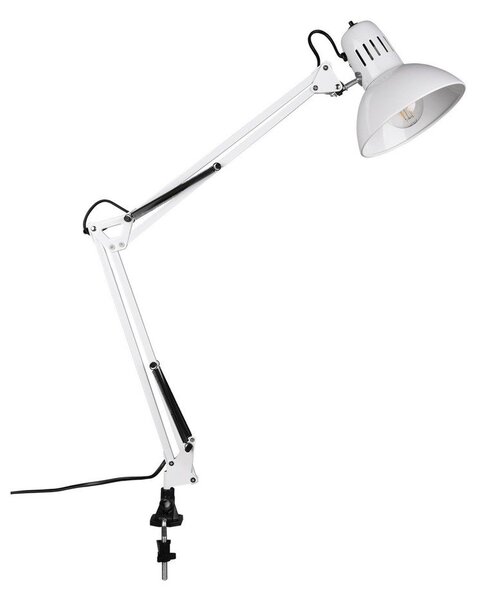 Bílá stolní lampa s ohybatelnou konstrukcí/s klipem (výška 73,5 cm) Tajo – Trio