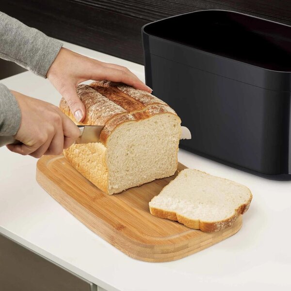 Joseph Joseph Černý plastový chlebník s prkénkem Bread Bin