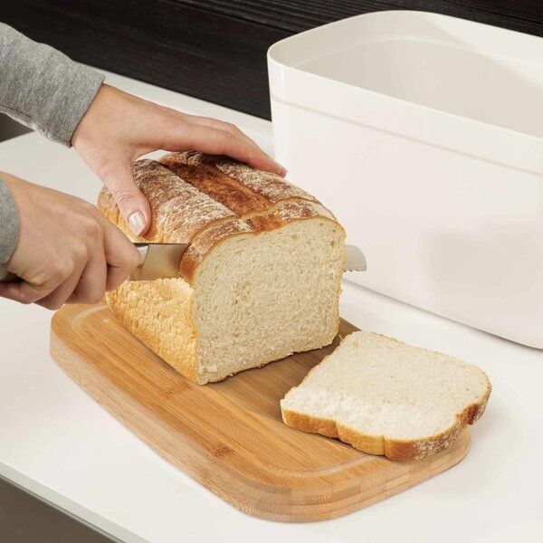Joseph Joseph Bílý plastový chlebník s prkénkem Bread Bin