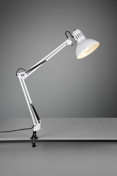 Bílá stolní lampa s ohybatelnou konstrukcí/s klipem (výška 73,5 cm) Tajo – Trio