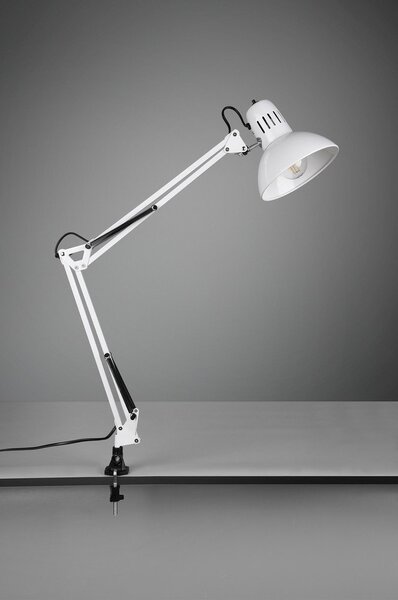 Bílá stolní lampa s ohybatelnou konstrukcí/s klipem (výška 73,5 cm) Tajo – Trio