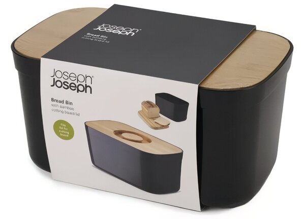 Joseph Joseph Černý plastový chlebník s prkénkem Bread Bin