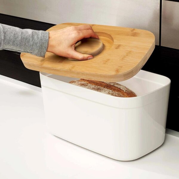 Joseph Joseph Bílý plastový chlebník s prkénkem Bread Bin