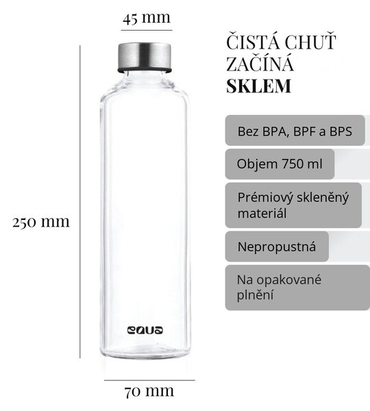 Skleněná lahev EQUA Silver 750 ml