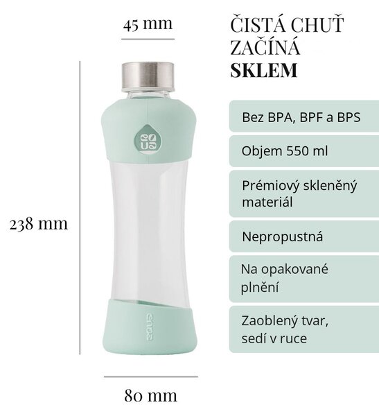 Skleněná lahev EQUA Active Mint 550 ml