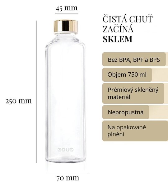 Skleněná lahev s obalem z umělé kůže EQUA Golden 750 ml