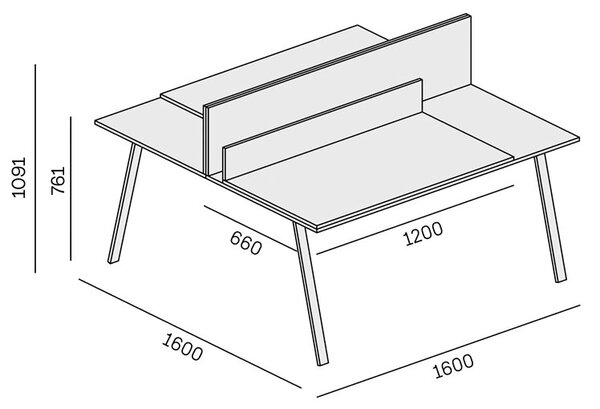 Kancelářský psací stůl DOUBLE LAYERS, posuvná vrchní deska, s přepážkami, bílá