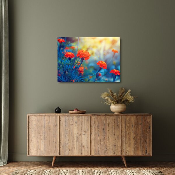 Skleněný obraz - Oranžové květy (70x50 cm)