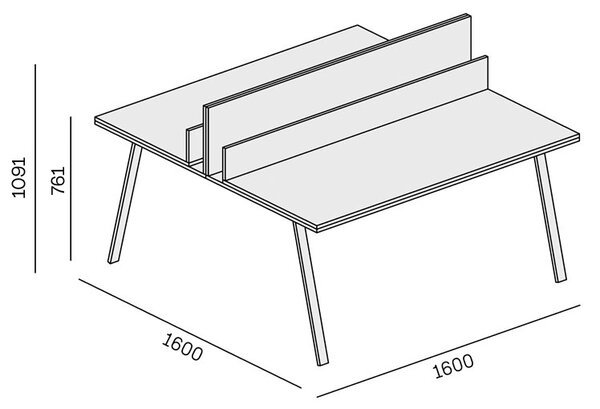 Kancelářský psací stůl DOUBLE LAYERS, s přepážkami, bílá / šedá
