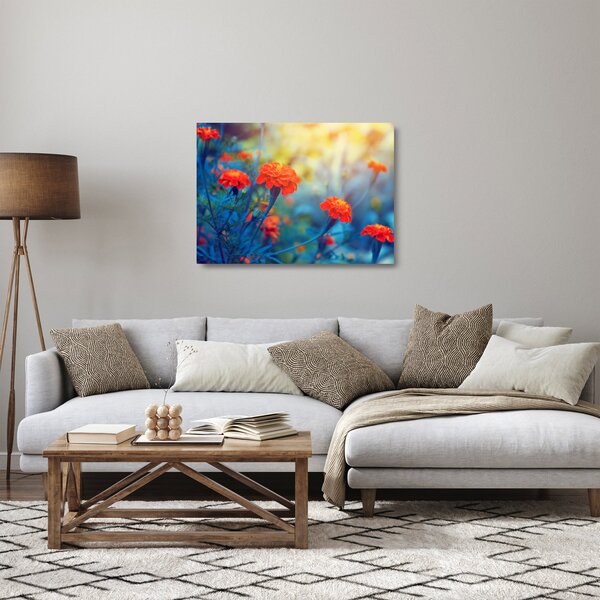 Skleněný obraz - Oranžové květy (70x50 cm)