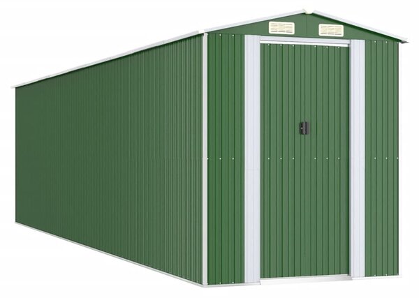 Zahradní kůlna zelená 192x772x223 cm pozinkovaná ocel 3147434