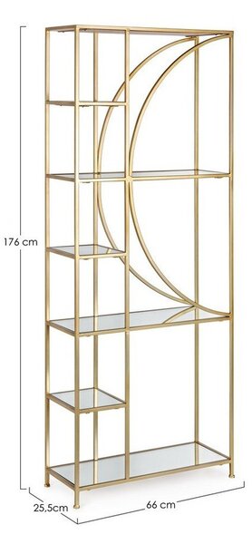Ocelová knihovna ve zlaté barvě 66x176x25,5 cm Elenor – Bizzotto