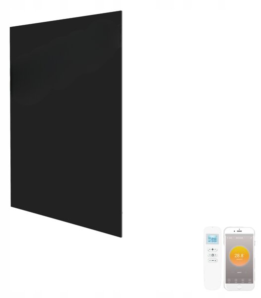 Infračervený skleněný topný panel černý 450 W s WiFi