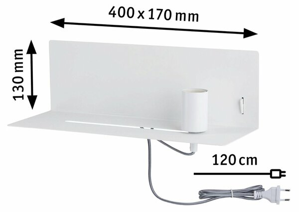 PAULMANN Nástěnné svítidlo Devara USB C E27 230V max. 40W stmívatelné bílá mat 967.74
