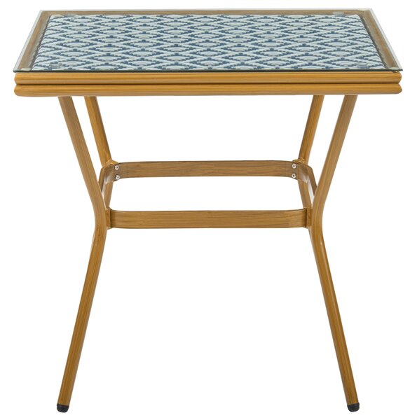 Bistro stolek CASPRI 80 cm 80 cm Umělý ratan Modrá/Bílá