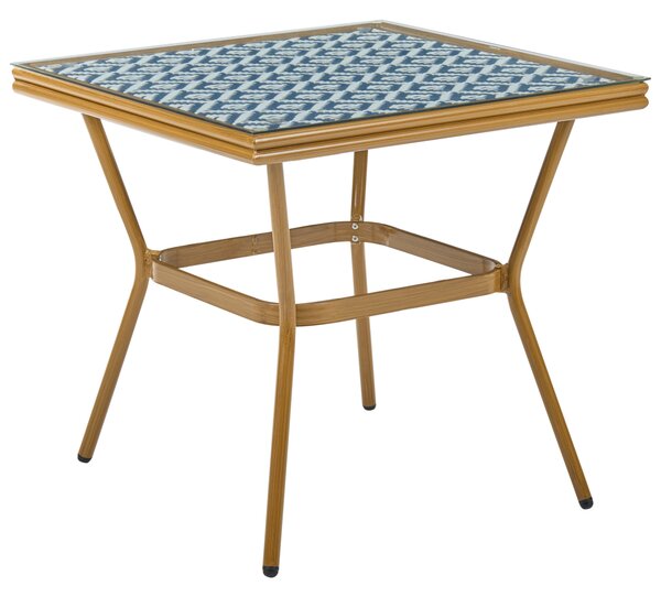 Bistro stolek CASPRI 80 cm 80 cm Umělý ratan Modrá/Bílá