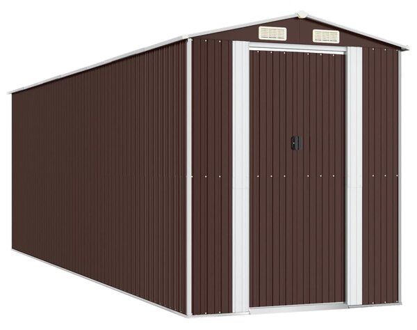 Zahradní kůlna tmavě hnědá 192 x 606 x 223 cm pozinkovaná ocel 3147465
